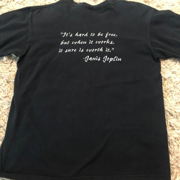 Vintage Janis Joplin Anvil T-Shirt L Black Y2K Officially Licensed Product - Picture 5 of 8